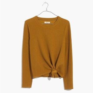 Madewell Texture & Thread Jacquard Knot-Front Top - Antique Gold